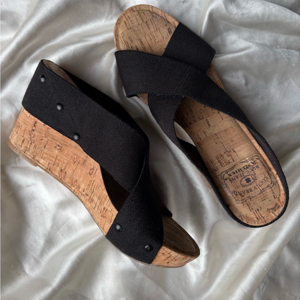 Lucky Brand Black Wedge Sandals